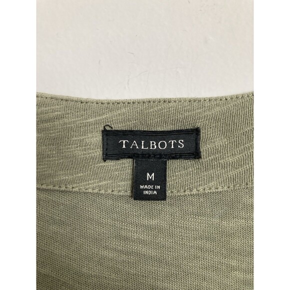 Talbots Tie Sleeve TShirt Dress Green 100% Cotton Slub MEDIUM - Picture 5 of 7